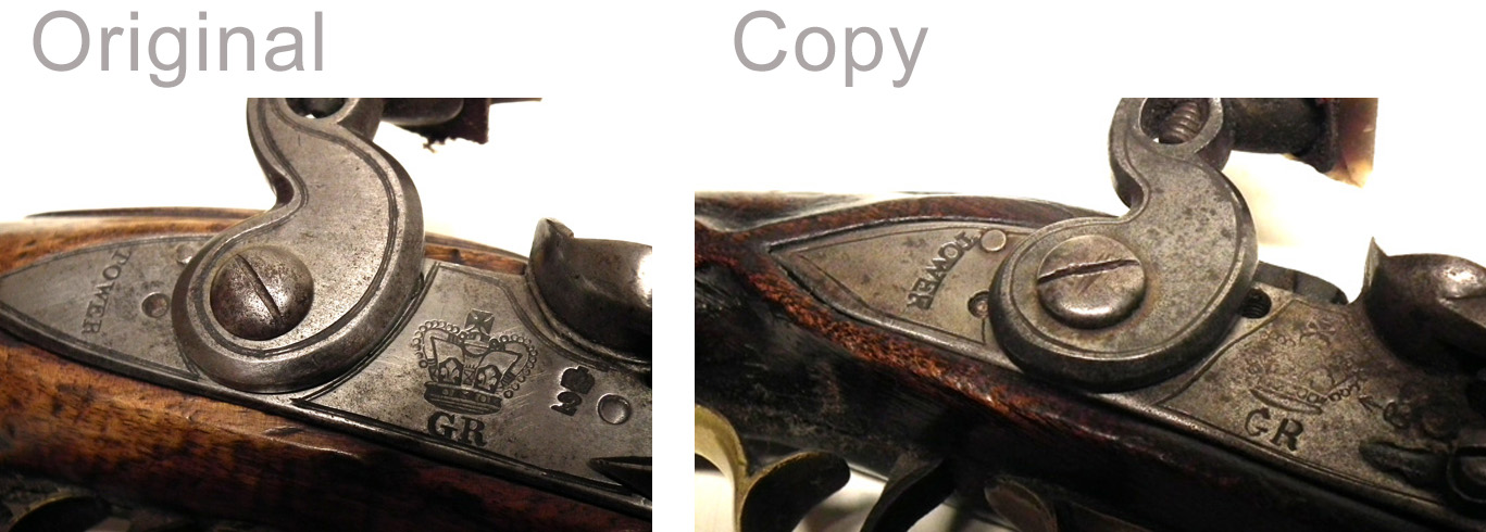 flintlock sea service pistols lock plates
