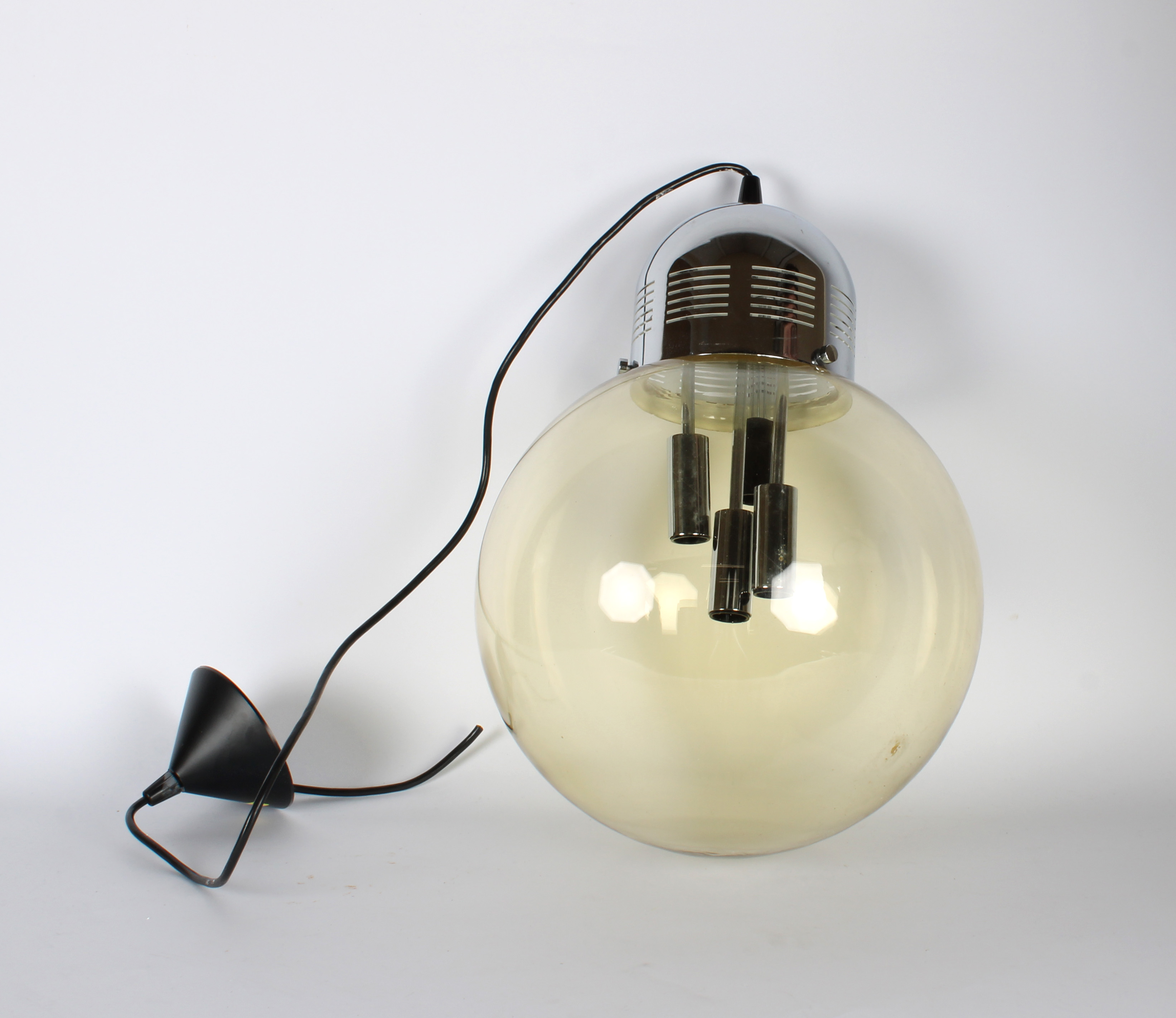 Very Large Smoked Glass Pendant Lamp
