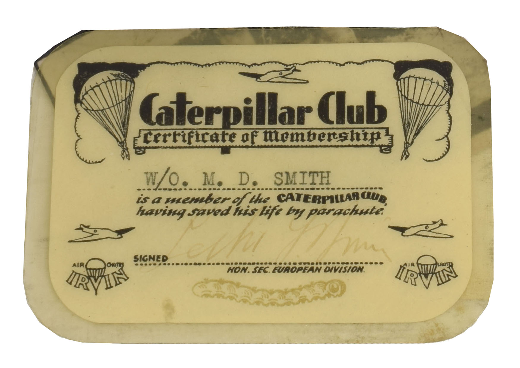 caterpillar club certificate
