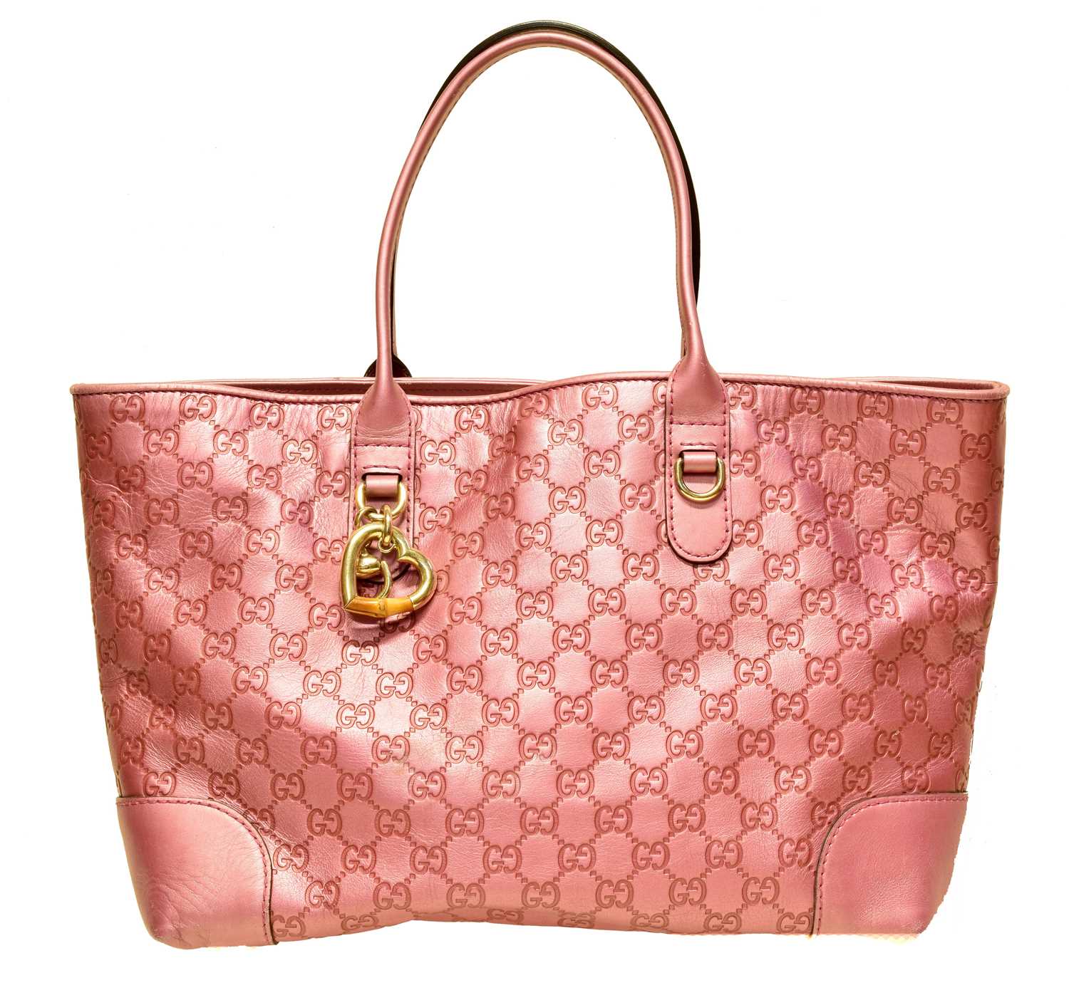 A Gucci 'Hearbit' Tote Bag, the metallic pink Guccissima leather exterior with gold tone hardware, bamboo and horsebit detailing, serial no. 269956-520981.