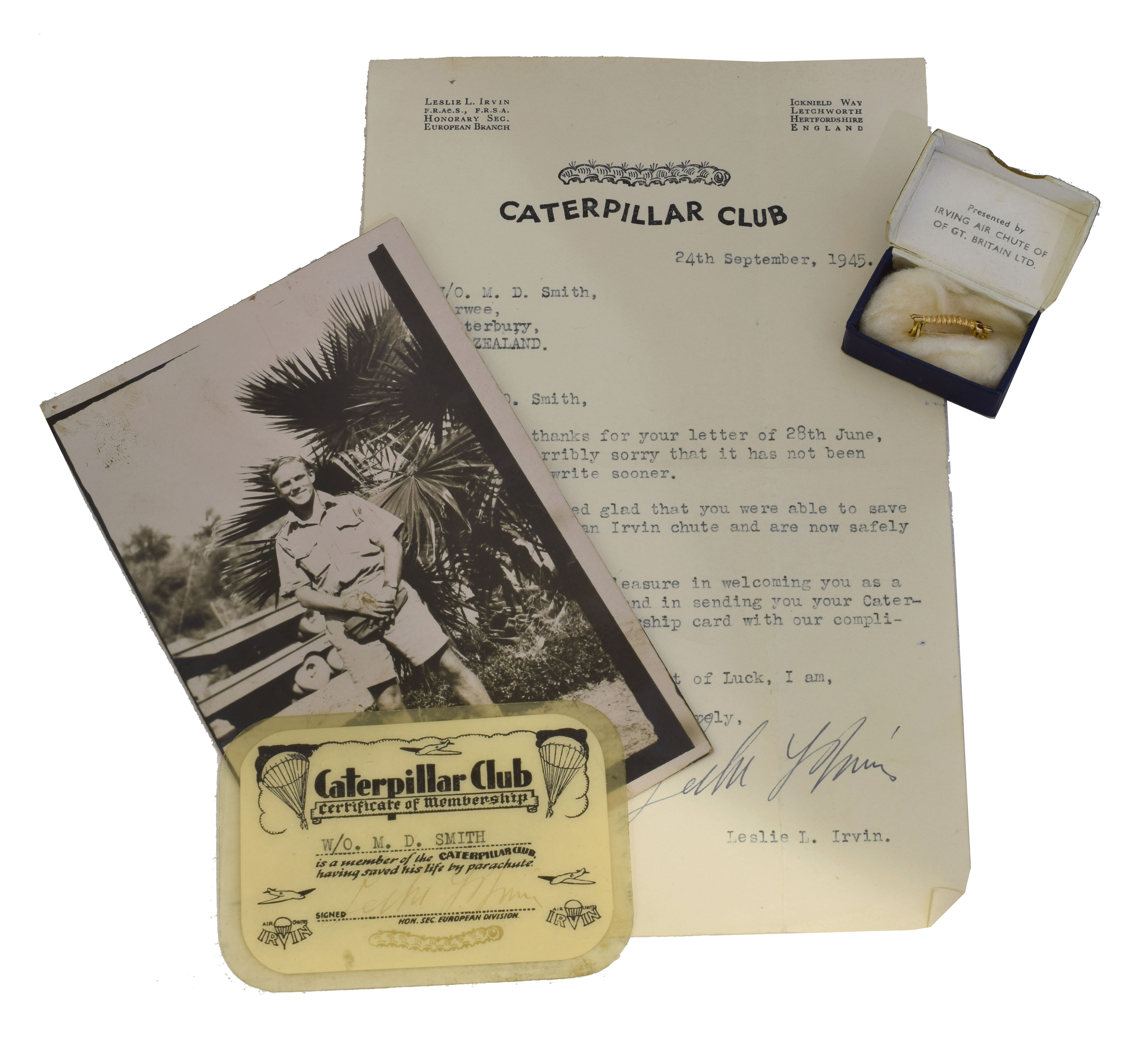 Irvin Caterpillar Club paperwork