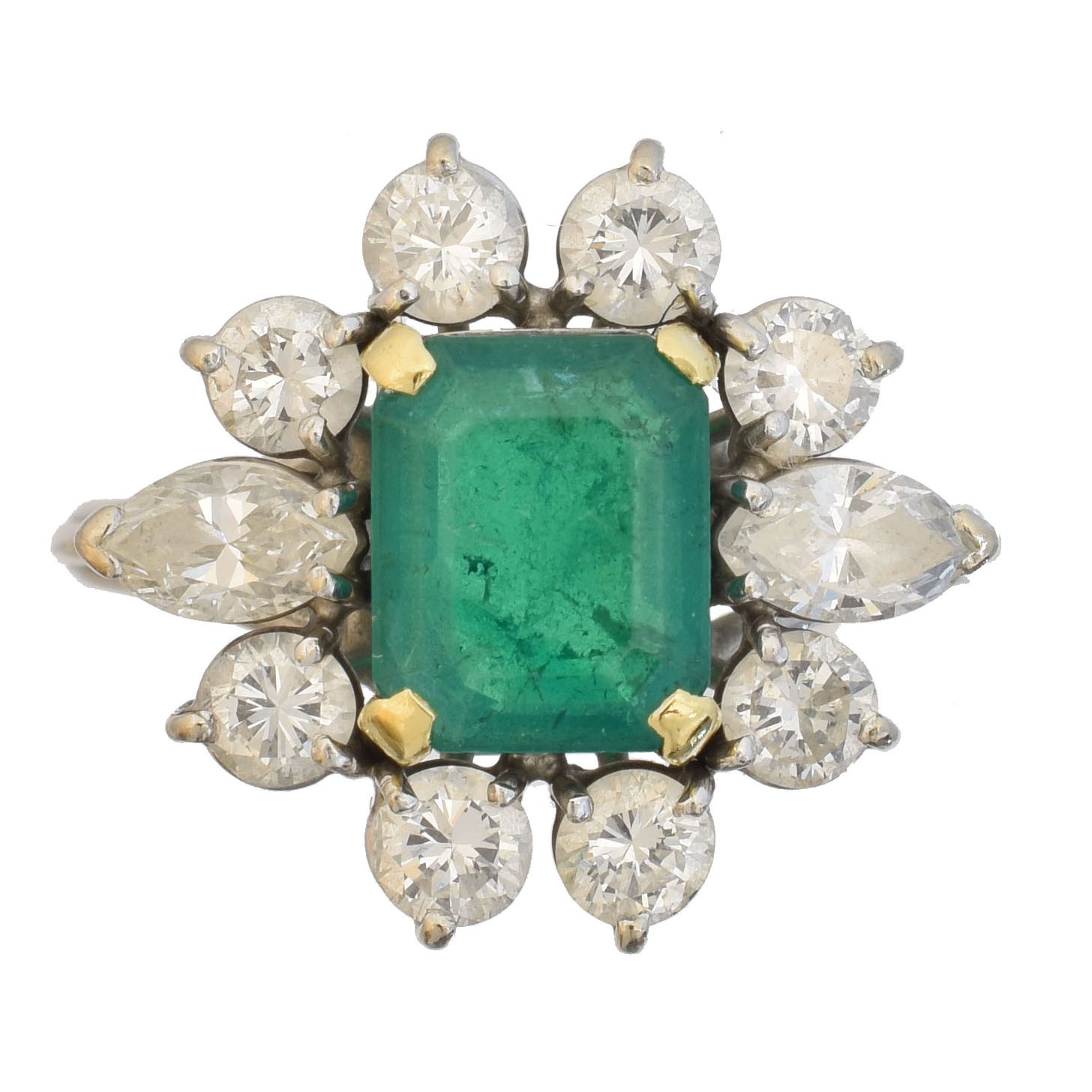 Boodles emerald and diamond cluster ring